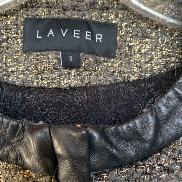 Laveer Metallic Tweed Leather Trim Blazer Jacket 2 - Picture 3 of 8
